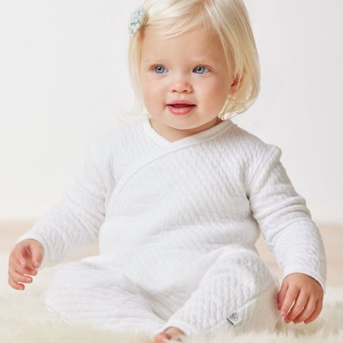 Organic Cotton One-piece Jumpsuit Coverall Bright White 12m