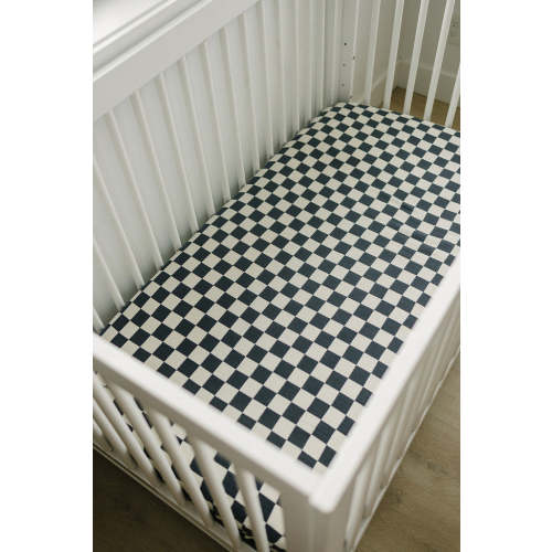 Charcoal Checkered Muslin Crib Sheet | Baby Essentials | Gender Neutral | Cotton