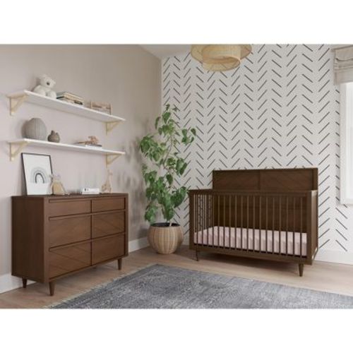 Child Craft Surrey Hill Crib And Dresser Nursery Set, 2-piece, Includes 4-in-1 Convertible Crib And 3-drawer Dresser (toasted Chestnut)