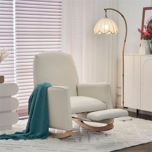 Nursery Rocking Chair,breastfeeding Chair,best Nursery Chair For Small Spaces,teddy Fabric Rocking Chair With Leg Rest-cuddlewood