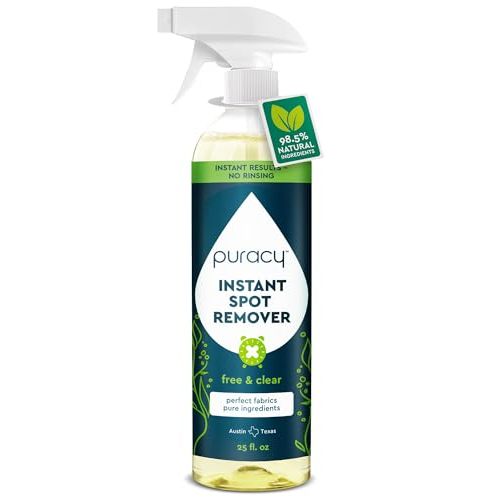 Puracy 25oz Instant Spot Remover & Fabric Stain Remover - Cleaning Spray, Stain Spray - Car Cleaner - Carpet Stain Remover, Carpet Spot Cleaner, Carpet Cleaning Solution, Free & Clear, 25 Fl Oz