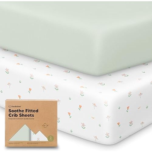 KeaBabies 2-Pack Organic Crib Sheets for Boys, Girls - 52x28 Fitted Crib Mattress Sheet Neutral, Breathable Jersey Cotton Cover for Baby Bed, Toddler Mattress, Soft & Cute Prints (Wildflowers)