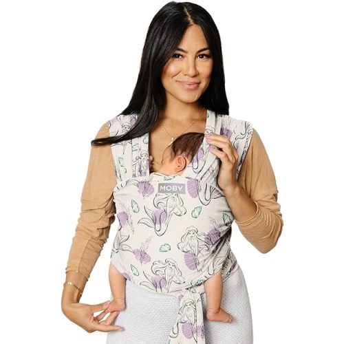 Moby Baby Wrap Carrier Featherknit for Newborns to Toddlers (8-33lbs), Infant Sling Carrier, Lightweight & Hands Free Design, Adjustable for All Body Types (Disney's Ariel in Amethyst)