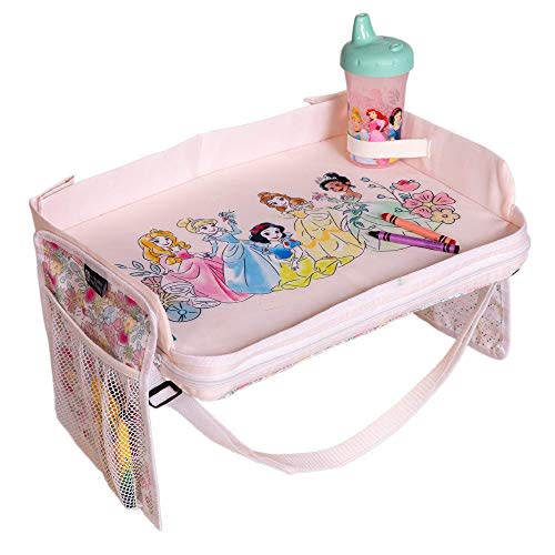 Disney Baby by J.L. Childress 3-in-1 Travel Tray & iPad Tablet Holder - Car Seat Lap Tray for Toddlers, Kids - Use on Airplanes, Road Trips, Lap Desk - Tablet Holder and Carry Bag - Disney Princess