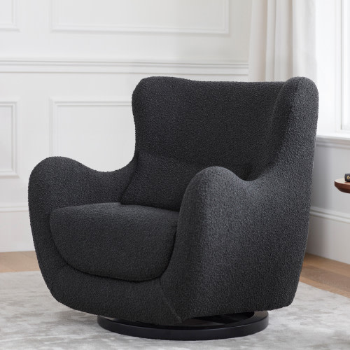 Nursery Works Solstice Swivel Glider - Black Boucle With Black Wood Base