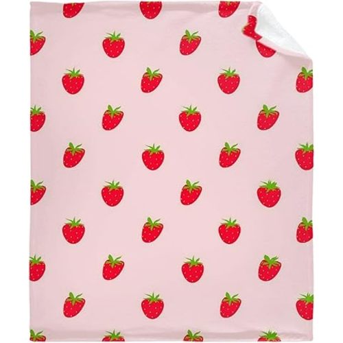 Pink Strawberry Baby Blanket for Boys Girls Super Soft Blanket Swaddle Newborn Cozy Receiving Blanket Stroller Throw 40x30 in for Puppy