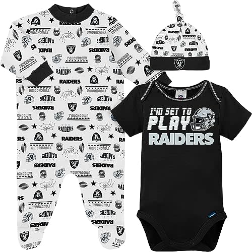 Gerber NFL Baby Boys' 3-Piece Bodysuit, Sleep 'n Play, & Cap Set