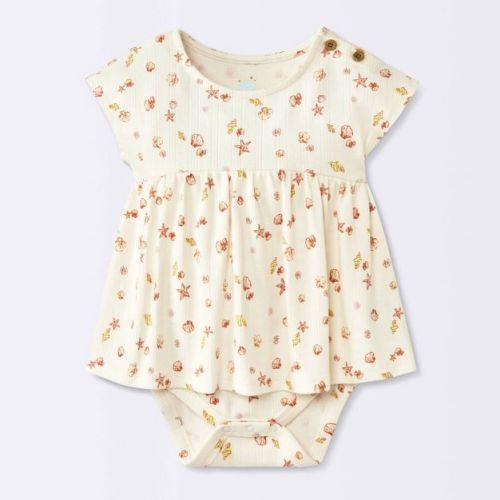 Baby Girls' Costal Ribbed Romper - Cloud Island™ White Newborn