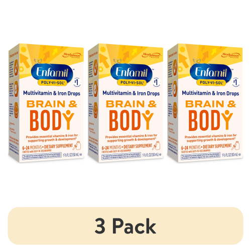 (3 pack) Enfamil Poly-Vi-Sol Liquid Multivitamin Supplement and Iron for Infants and Toddlers 50 mL dropper bottle