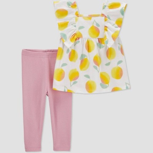 Carter's Just One You® Baby Girls' 2pc Lemon Top & Pants Set - Pink, Size: Newborn