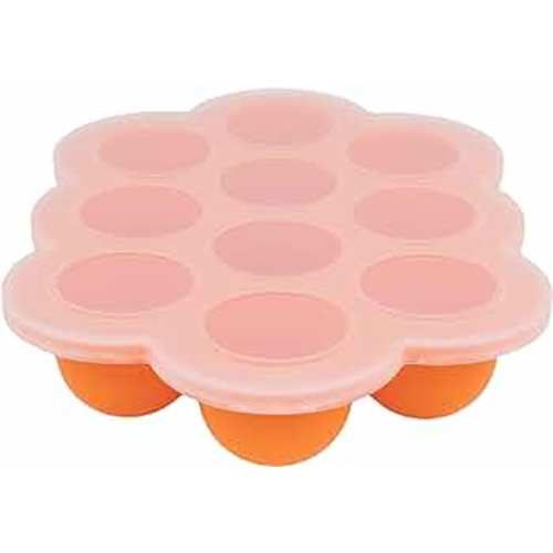 WeeSprout Silicone Freezer Tray with Clip on Lid Perfect Food Storage Container for Homemade Baby Food, Vegetable, Fruit Purees, and Breast Milk (Bright Orange, Ten 1.5 Ounce Sections)