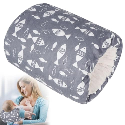 Baby Feeding Arm Pillow,Soft Cotton Bottle Nursing Arm Pillows for Newborn,Breastfeeding Pillows for More Support for Mom and Baby,Portable and Washable,Ergonomic Nursing Essentials(Grey Fish)