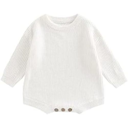 woshilaocai Baby Boy Girl Sweater Oversized Long Sleeve Romper Warm Crewneck Bodysuit Knitted Winter Clothes