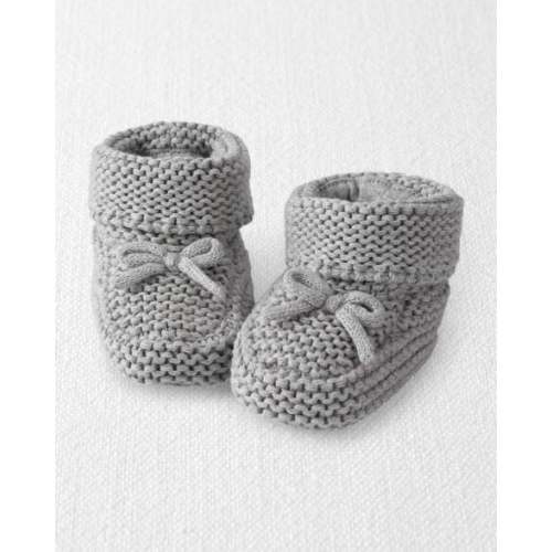 Baby Organic Cotton Crochet Booties in Gray - Little Planet | Carter's