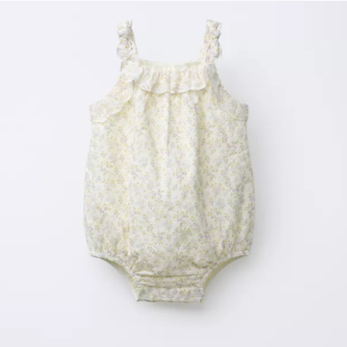 TEXTURED FLORAL ROMPER - Ecru | ZARA United States