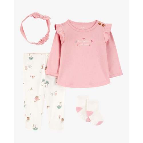 Baby 4-Piece Farm Print Outfit Set - White/Pink - Carter's | Carter's