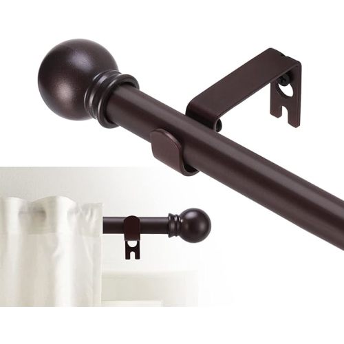 GXOACKJ Curtain Rods for windows 32-48 inch, 5/8 inch Decorative Brown Splicing Heavy Duty Metal Curtain Rod set with Brackets