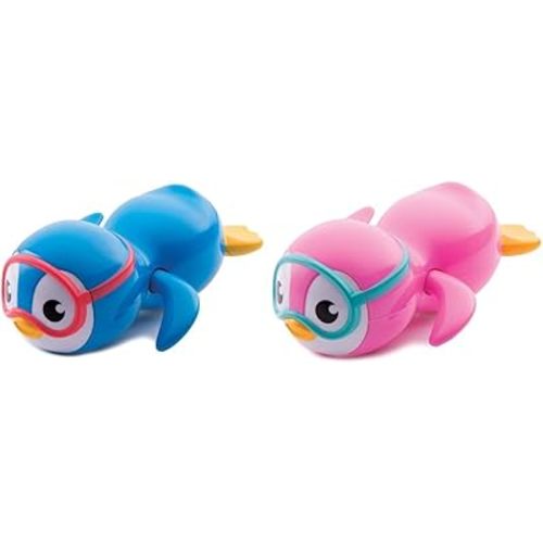 Munchkin® Wind Up Swimming Penguin Baby Bath Toys, Blue and Pink