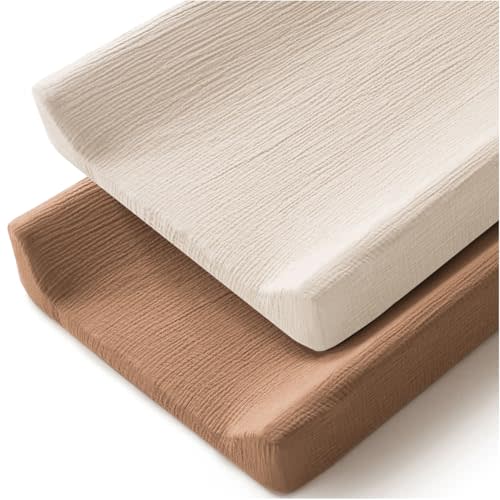 MairMore Changing Pad Cover for Neutral Baby Muslin Soft Cotton Diaper Changing Table Pad Cover Changing Pad Sheets for Girls and Boys - 2 Pack