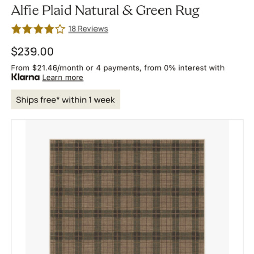 Alfie Plaid Natural & Green Rug | Ruggable