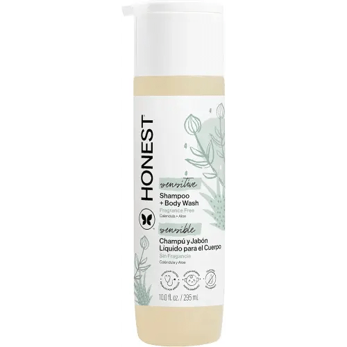 The Honest Company 2-in-1 Baby Shampoo & Body Wash, Fragrance-Free, Tear-Free, Hypoallergenic, Naturally Derived, Sensitive Skin, 10 fl oz