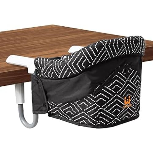 MTWML Portable High Chair for Table,Hook On High Chair That Attaches to Table,Space Saver Clip On Counter Seat for Baby,Easy Clean Baby Feeding Clamp Seat with Carry Bag for Travel(Stripe-Black)