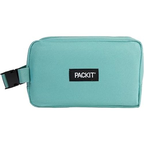 PackIt® Freezable Dual Compartment Snack Box, Sage, Insulated and Freezable with ECOFREEZE® Technology, Buckle Handle, Zip Closure, Reusable, Collapsible, Designed for Perishables and Dry Snacks