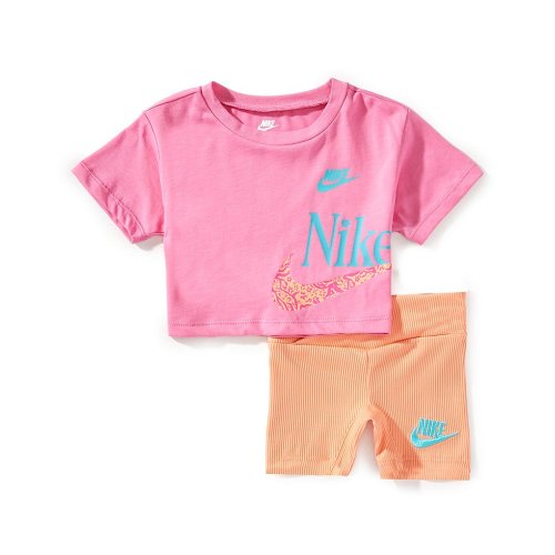 Nike Baby Girls Short Sleeve Wild Flower Boxy T-Shirt & Coordinating Shorts 2-Piece Set