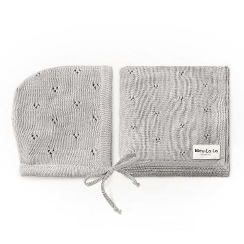 Luxury Organic Cotton Baby Swaddle Receiving Blanket + Hat Gift Set For Newborns And Infant Boys And Girls - Dove Grey