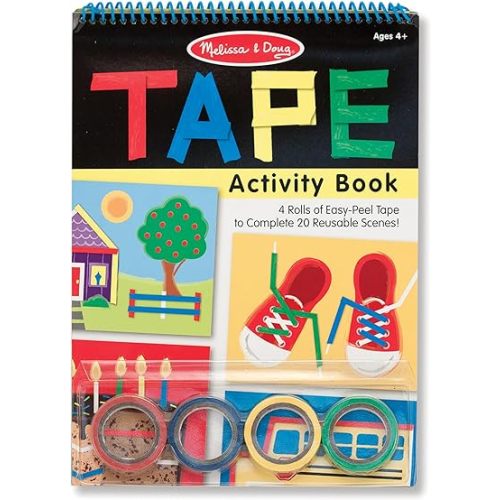 Melissa & Doug Tape Activity Book: 4 Rolls of Easy-Tear Tape and 20 Reusable Scenes