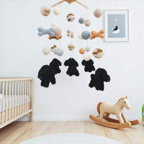 Black Golden doodle Crochet Baby Mobile: Dog Nursery Decor