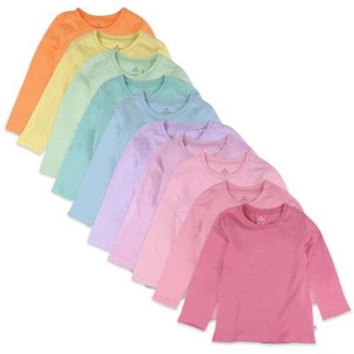10-pack Organic Cotton Long Sleeve T-shirts Rainbow Pinks 6-9m