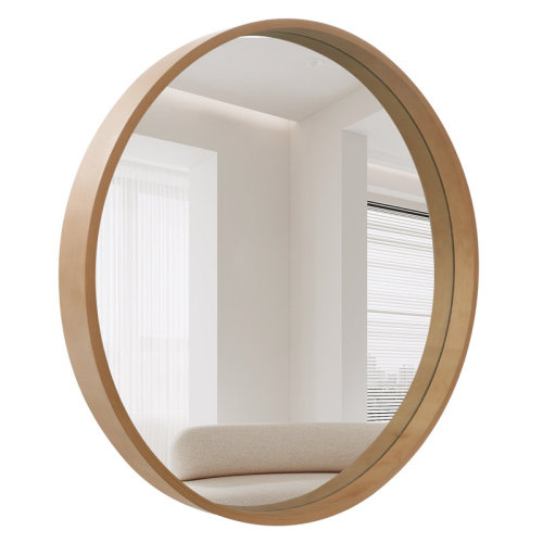 Winston Porter Wood Round Wall Mirror for Bathroom Bedroom Vanity Home Decoration & Reviews | Wayfair