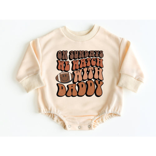 Sunday Football With Daddy Bubble Romper Sweatshirt, Baby Bodysuit, Football Baby Outfit, Dad Gift, Cute Baby Clothes, Baby Gifts