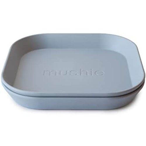 mushie Square Dinnerware Plates for Kids | Made in Denmark, Set of 2 (Cloud)