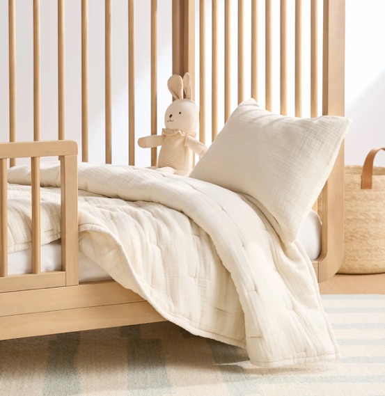 Organic Cotton Gauze Toddler Quilt & Sham Set in Undyed