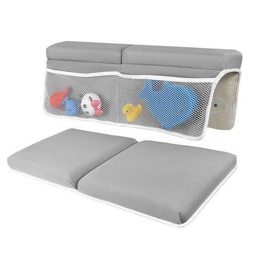 LILEKA Baby Bath Kneeler and Elbow Rest Pad Set - Non-Slip Quick Dry Knee Pad for Bathing Babies and Bath Elbow Rest Pad with Pockets for Baby Bath Accessories
