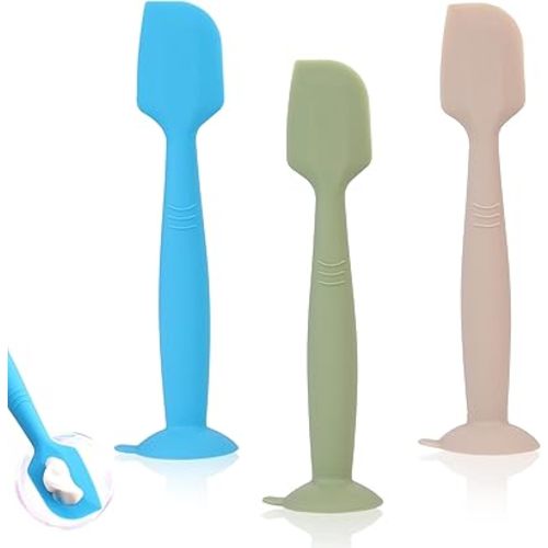Baby Diaper Cream Spatula Applicator 3 Pack Butt Paste Spatula Soft Silicone,Diaper Rash Cream Applicator, Baby Essentials Must Haves Newborn Stuff(Green Blue Beige)