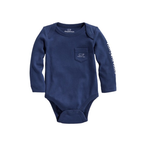 Baby Whale Long Sleeve Cotton Graphic Bodysuit, Blue Blazer