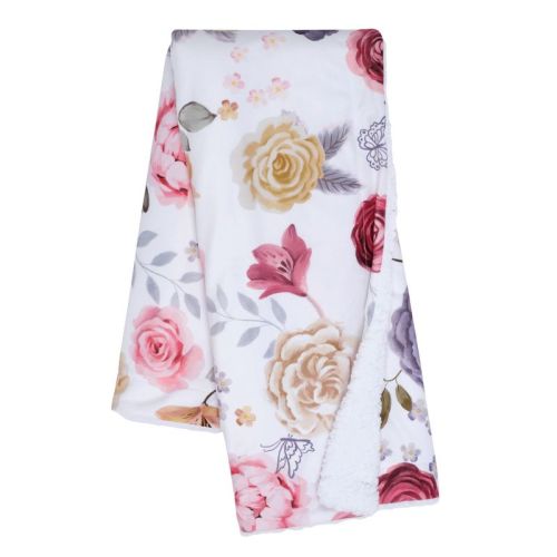 Lambs & Ivy Secret Garden Ultra-Soft Fleece/Minky Floral Baby Blanket