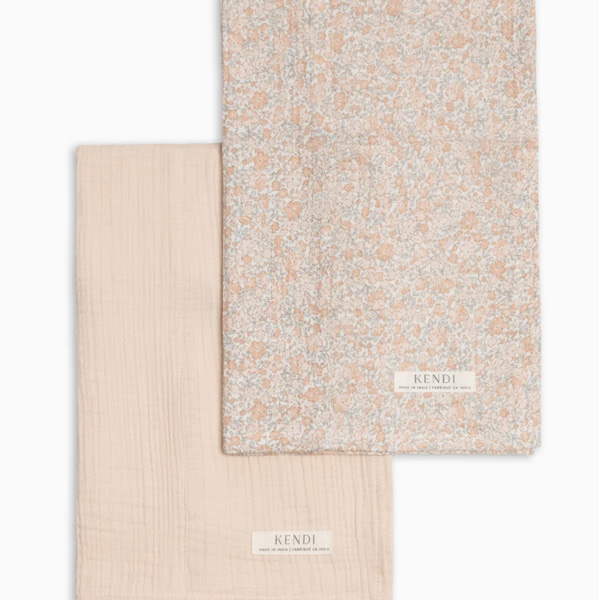 2-Pack Muslin Burp Cloths - Belmont Floral + Shell