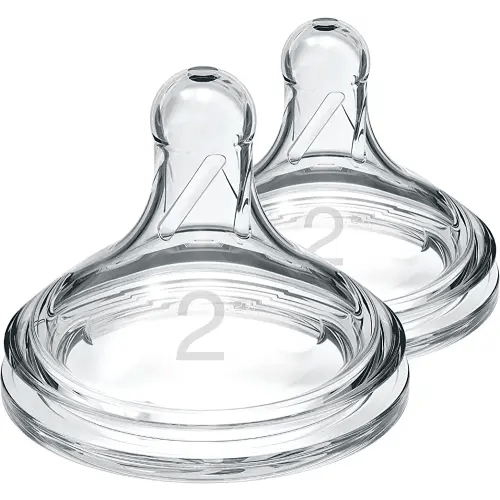 Dr. Brown’s Natural Flow Level 2, Wide-Neck Baby Bottle Silicone Nipple, Medium Flow, 3m+, 100% Silicone, 2 Count (Pack of 1)