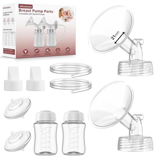 Pump Parts Compatible with Spectra S1/S2/9Plus Breastpump, Full Set Replacement Parts for Spectra Include 21mm Flange,Duckbill Valve,Backflow Protector,Tube,Bottle, Not Original Spectra S2 Accessories