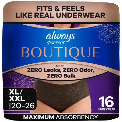 Always Discreet Boutique Black Maximum Underwear - XL - 16ct