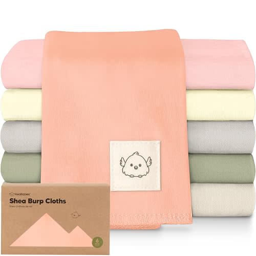 Organic Burp Cloths Baby Boy, Girl - 6-Pack Large Cotton Burping Cloths for Babies, Spit Up Rags, Super Absorbent, Ultra Soft Newborn Rag, Gender Neutral, Machine Washable, Durable (Embrace)