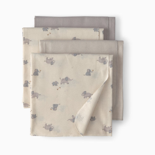 4-Pack Floral Receiving Blankets - Elephant