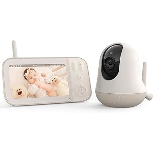nooie Baby Monitor with Camera, Video Baby Monitor 5" Screen with 10-hrs Recharged Battery, 720P HD and Night Vision, Lullaby, Temperature Sensor, Pan Tilt Zoom, No Wi-Fi, Two-Way Audio