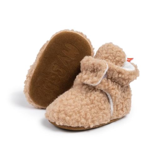 Meckior Infant Baby Boys Girls Cotton Booties Winter Fleece Warm Cozy Socks Soft Bottom Newborn Toddler First Walkers Crib Shoes with Grippers