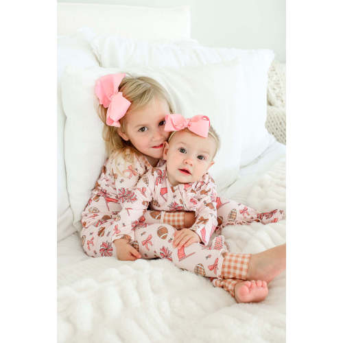 Convertible Bamboo Zip Romper in Huddles & Cuddles Pink | Caden Lane