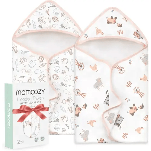 Momcozy Best Wishes Baby Towel with Hooded-Original Design Baby Towel Set -Soft & Absorbent- Shower Gifts or Bath Essential for Infant, Newborn, Toddler